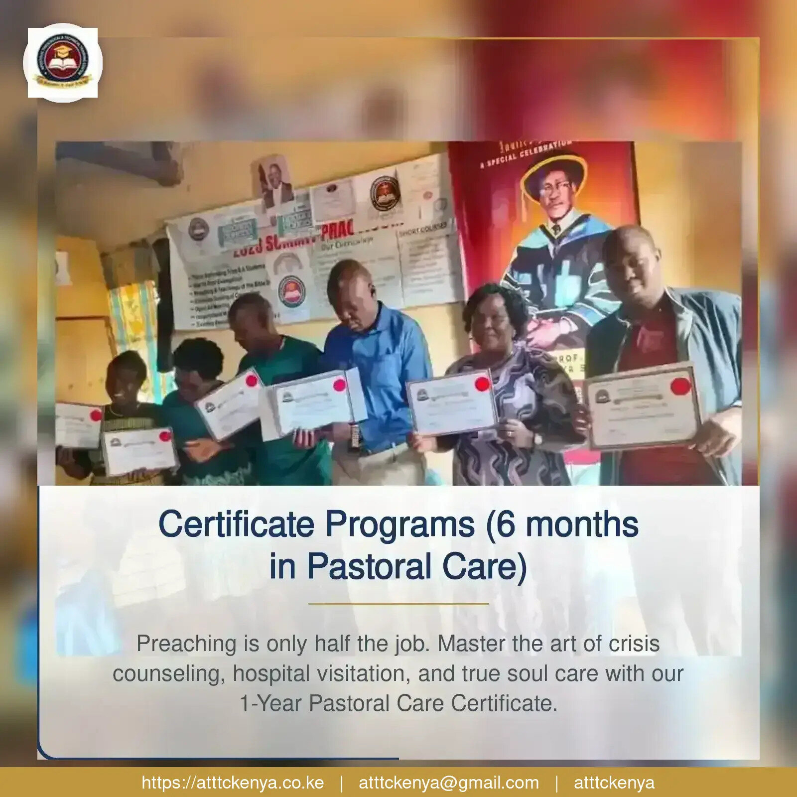 Certificate Programs (6 months in Pastoral Care)